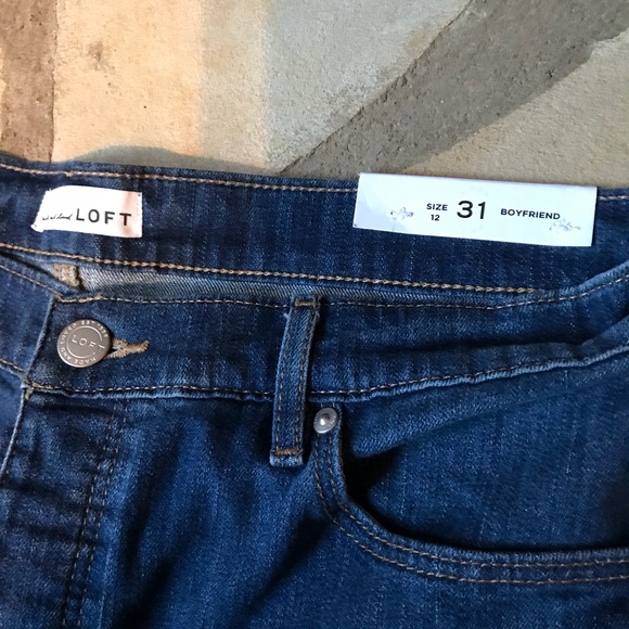 NWT LOFT Embroidered Boyfriend Jeans Blue Wash 12 - Picture 6 of 7
